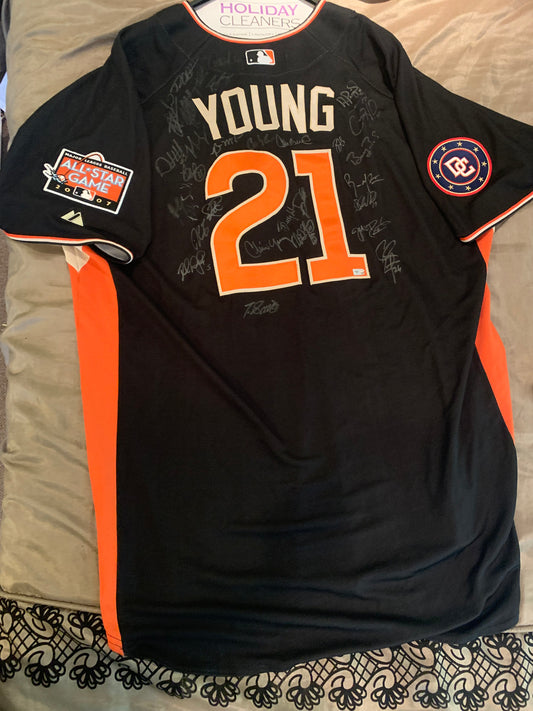 Dmitri Young Practice Worn Warmup Signed by the NL Roster